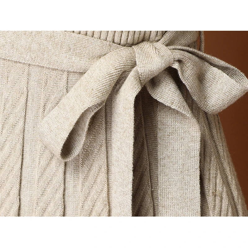 

Leiouna Plus Size Casual Long Sleeve Faux Cashmere Knitted Office Lady Sweater Dresses Winter Warm Bodycon Women Autumn Dress