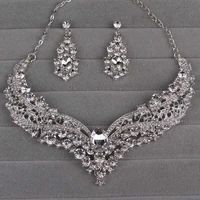 bridal women wedding engagement jewelry sets crystal necklace rhinestone earrings
