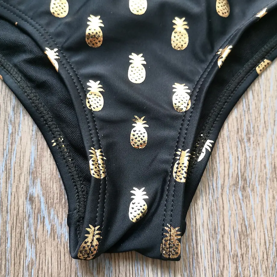 2-8 Years Girl Swimsuit Kids Swimwear Gold Pineapple Stamping Toddler Bikini Set Two Piece Children's Infant