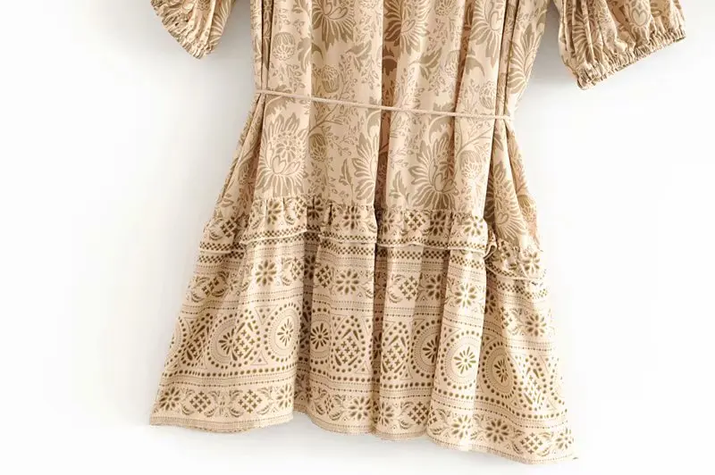 Винтажное шикарное женское платье с цветочным принтом коротким рукавом