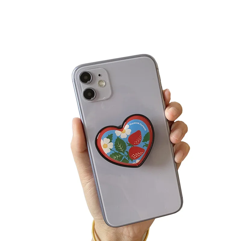 

20pcs Strawberry Love Heart-Shaped Phone Holder Universal Mobile Phone Holder Airbag Gasbag fold Stand Bracket Mount For iPhone