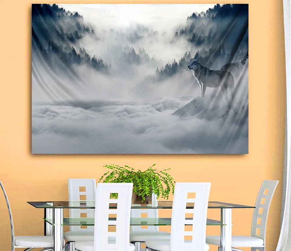 Животное волк и гобелен с Луной украшение настенный фон Психоделический