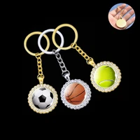 football basketball rhinestone keychain exquisite crystal pendant ball keyring jewelry carkeychain accessories sports lover gift