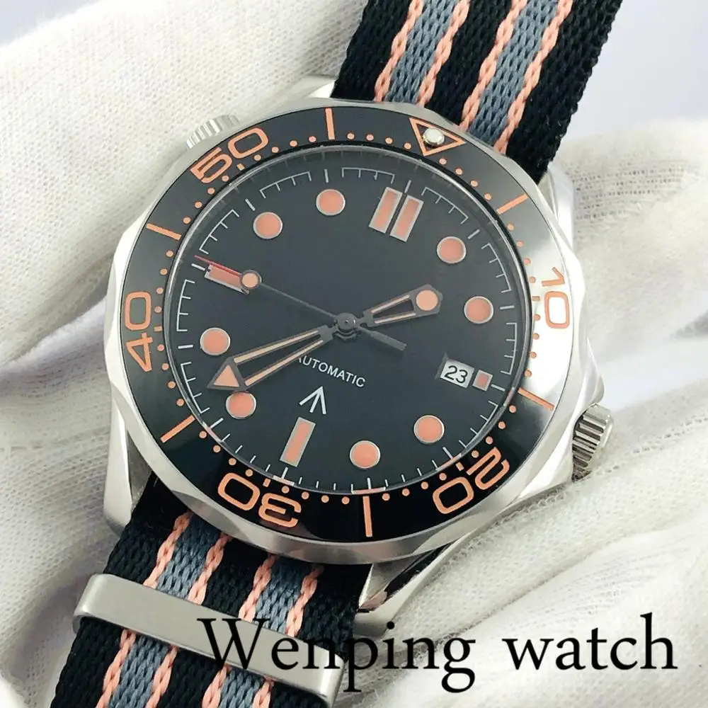 Bliger 41 мм Серебряный чехол сапфировое стекло Керамическая рамка черный циферблат