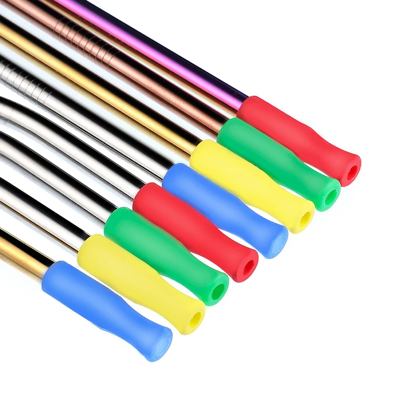 8 шт. Пищевая силиконовая насадка для соломинки 6 мм из нержавеющей стали защита