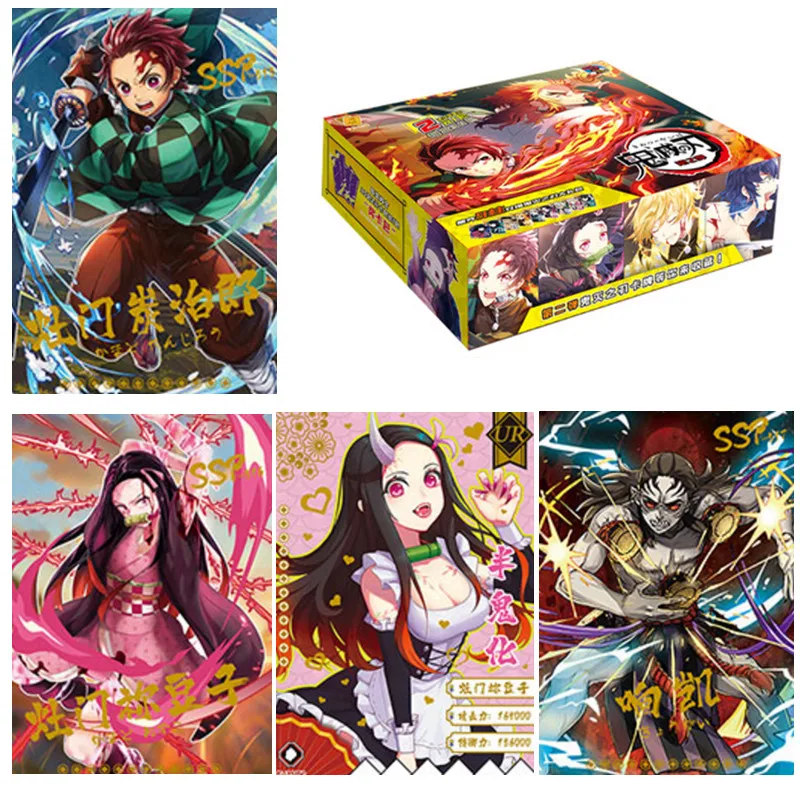 Tarjeta de colecci&oacute;n Demon Slayer 2021 Original, TCG juego de cartas, juguetes de mesa para la familia, regalo de Navidad para ni&ntilde;os-0
