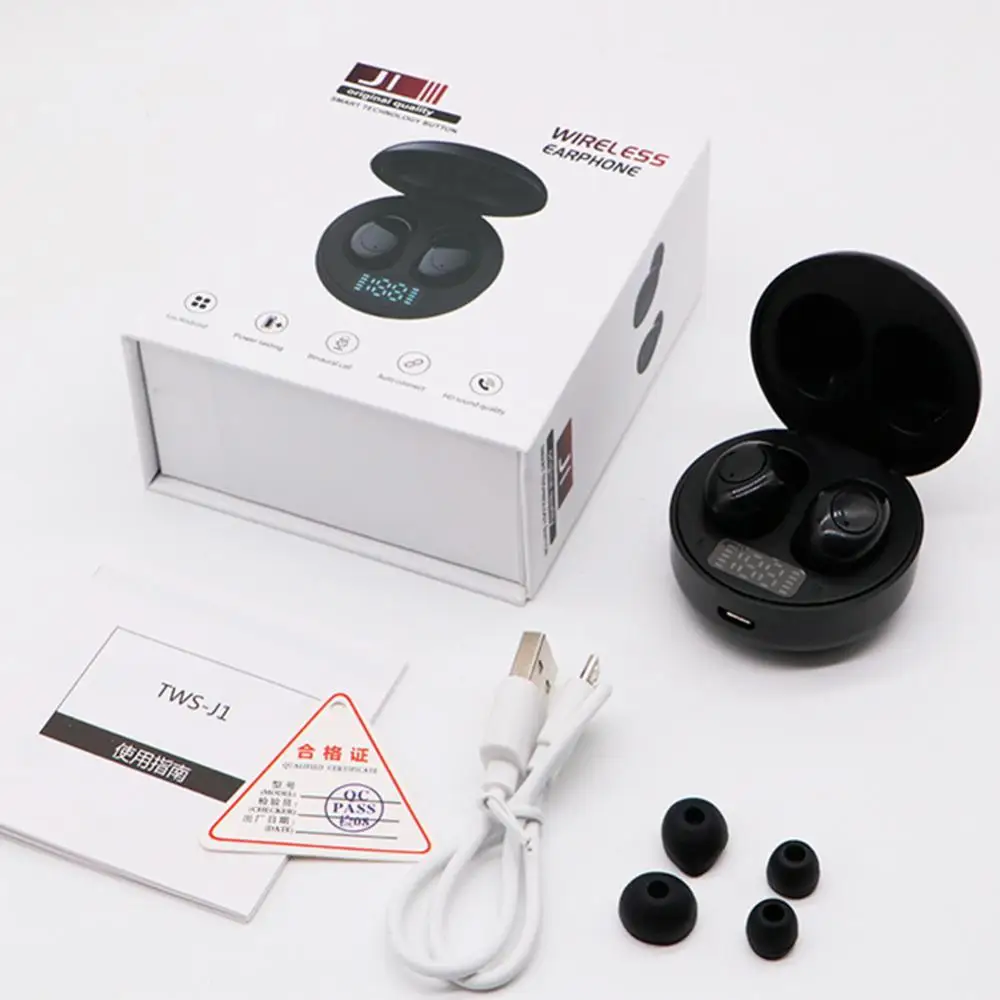 J1 Водонепроницаемый Bluetooth 5 0 гарнитура с светодиодный Дисплей зарядным