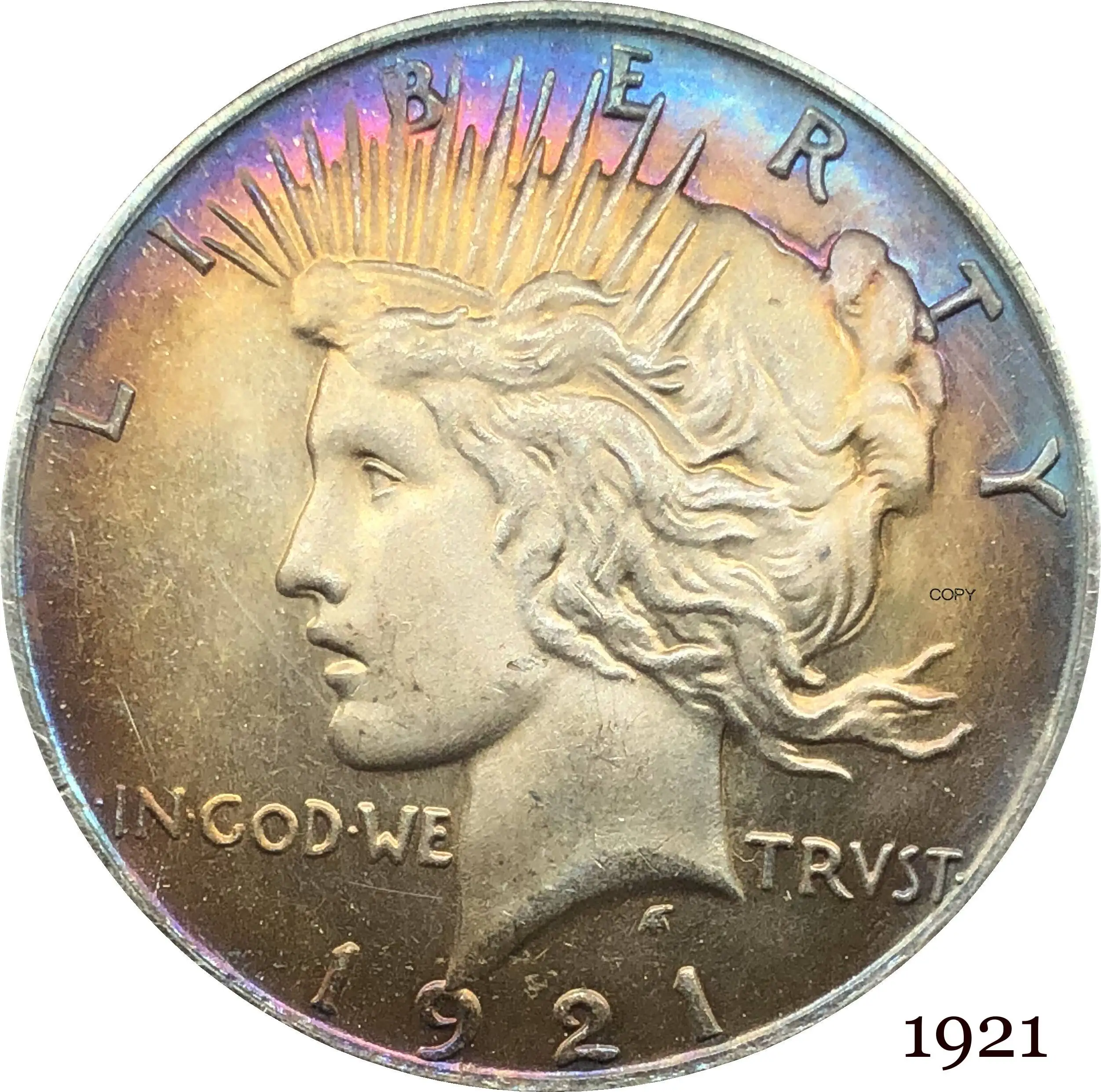 Соединенные Штаты Америки 1921 Liberty Coin In God We Trust 1 One Peace Dollar Мельхиор посеребренные