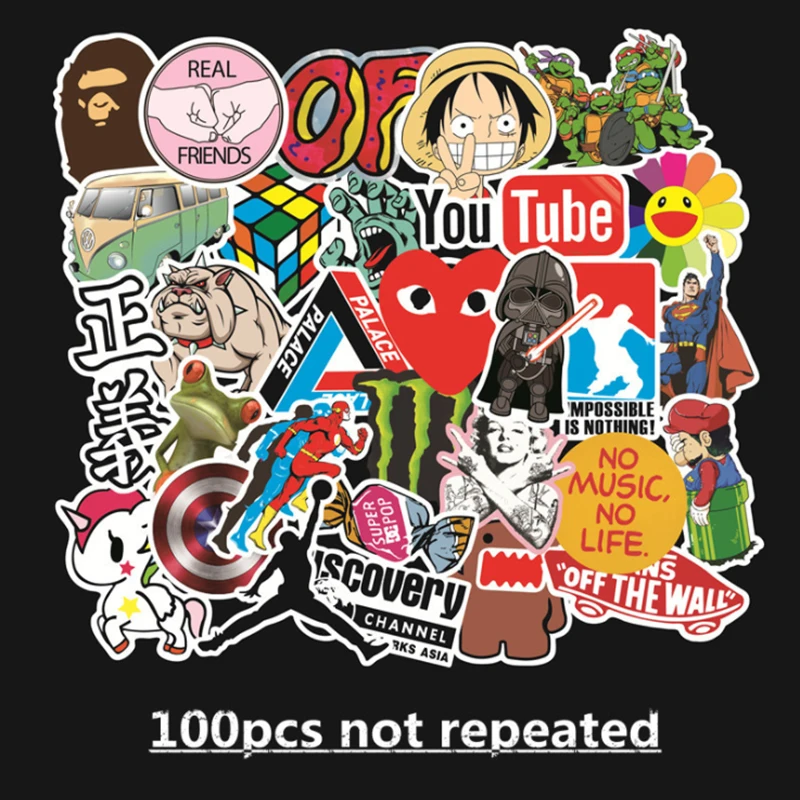 

100pcs EBAY hot style Graffiti Waterproof Skateboard Travel Suitcase Phone Laptop Luggage Stickers Cute Kids Girl Toys