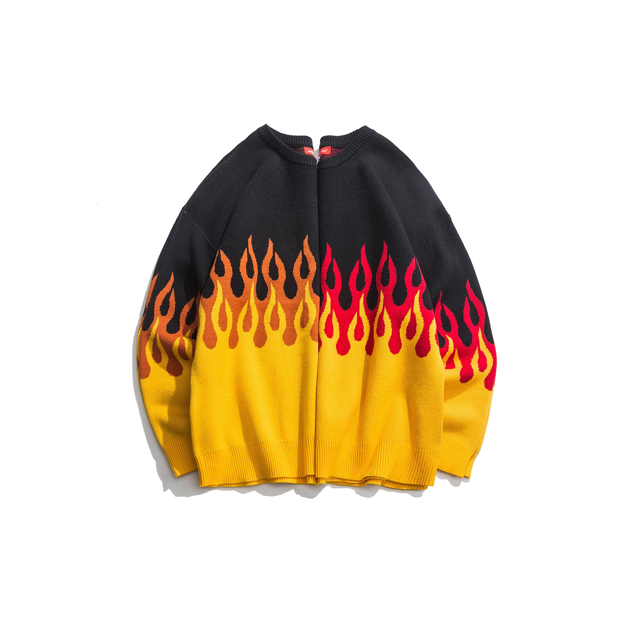 Хип Хоп Уличная Мужская пожарная свитер винтажные крутые топы наряды пламя