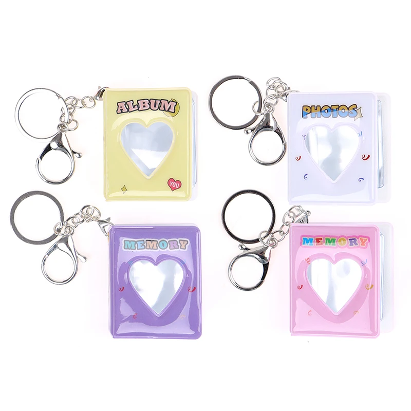 

16 Photos Card Holder 1 Inches Hollow Love Bag Photo Album Keychain
