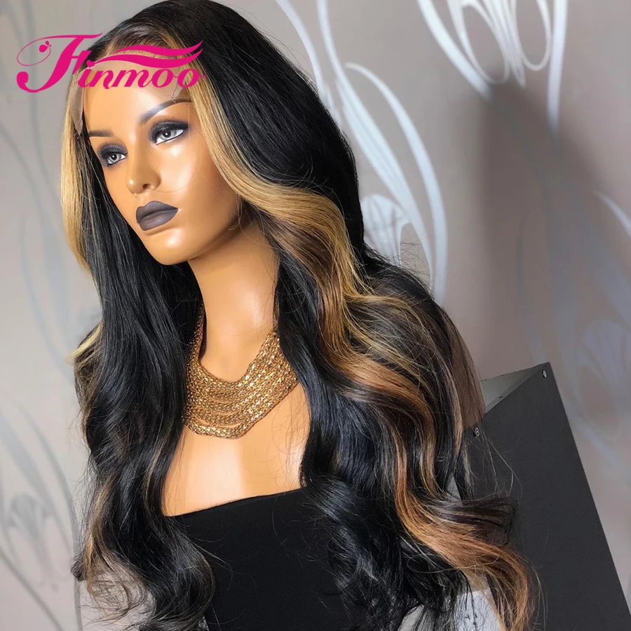 13x6 волнистые Мёд блондинка Синтетические волосы на кружеве парики человеческих