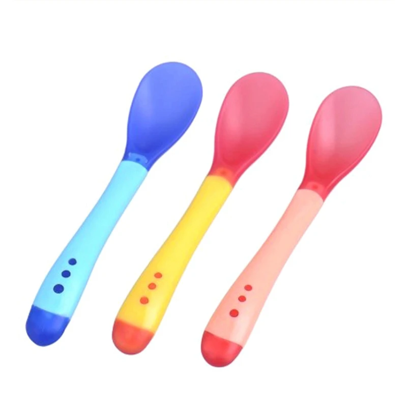 

Детская ложка с датчиком температуры для новорожденных забота о кормлении Безопасный инструмент посуда для малышей столовые приборы Тверд...