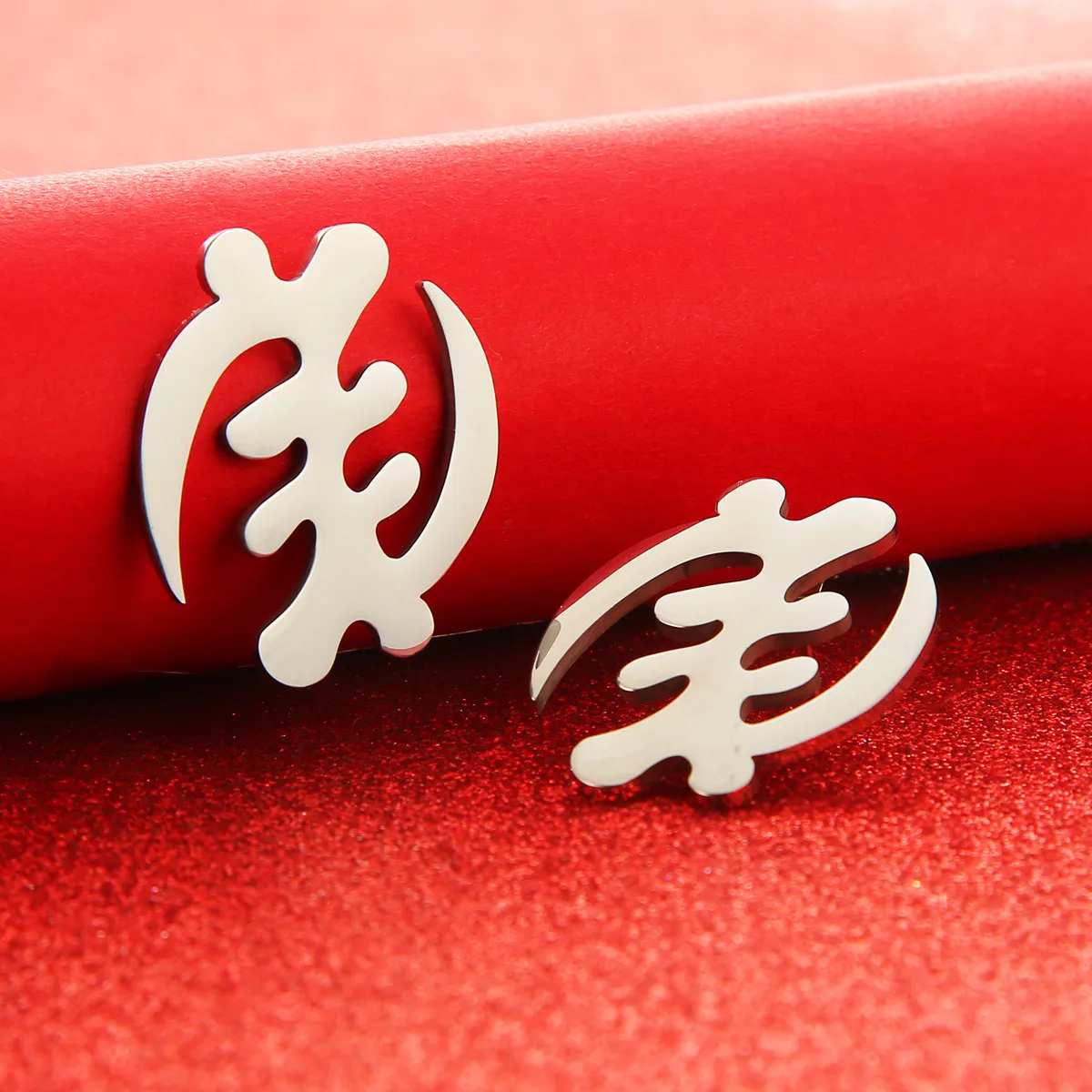 Большие африканские бриллиантовые серьги из нержавеющей стали Adinkra Gye Nyame