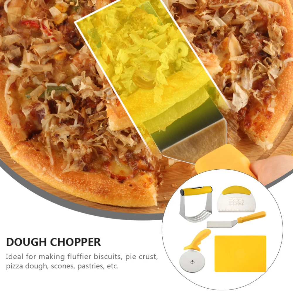 

5Pcs Pizza Shovel Cutter Wheel Scale Dough Chopper Kneading Dough Mat Dough Blender