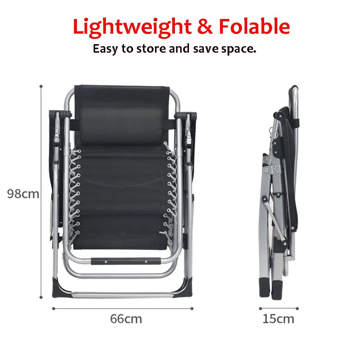 

Relax Rocking Chair Office Outdoor Garden Folding Lounge Chair Breathable Leisure Nap Recliner 230kg Bearing Comfortable Chair