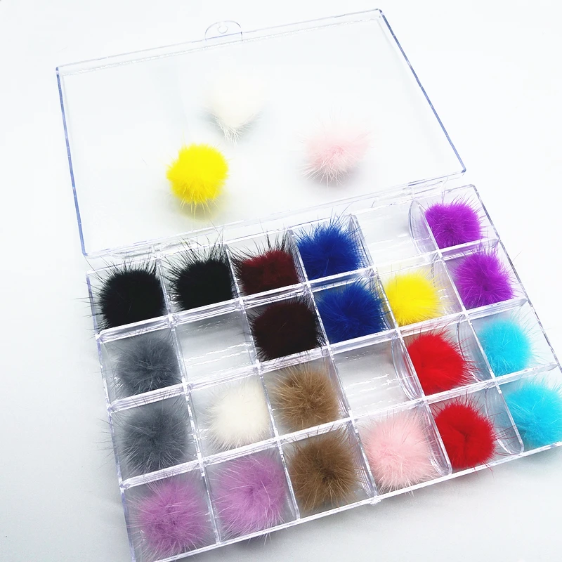 24 шт./кор. Магнитный Пышное ногтей помпоны в комплекте съемная пушистыми