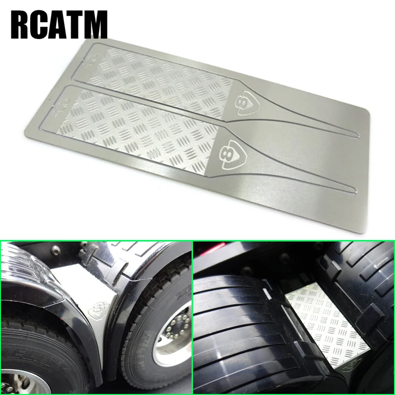 

Metal Fender Connection Bit Anti-slip Board V8 Logo Decoration for 1/14 Tamiya RC Truck Trailer Tipper Scania DIY Parts