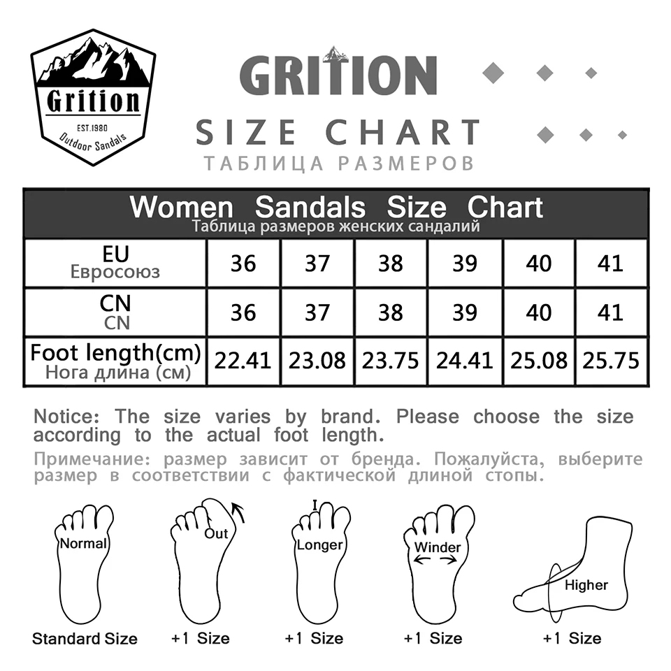 GRITION Womens Sandals Flat Trekking Outdoor Beach Shoes Fashion Breathable Non Slip Casual Sports Summer Rubber 2021 Size 41