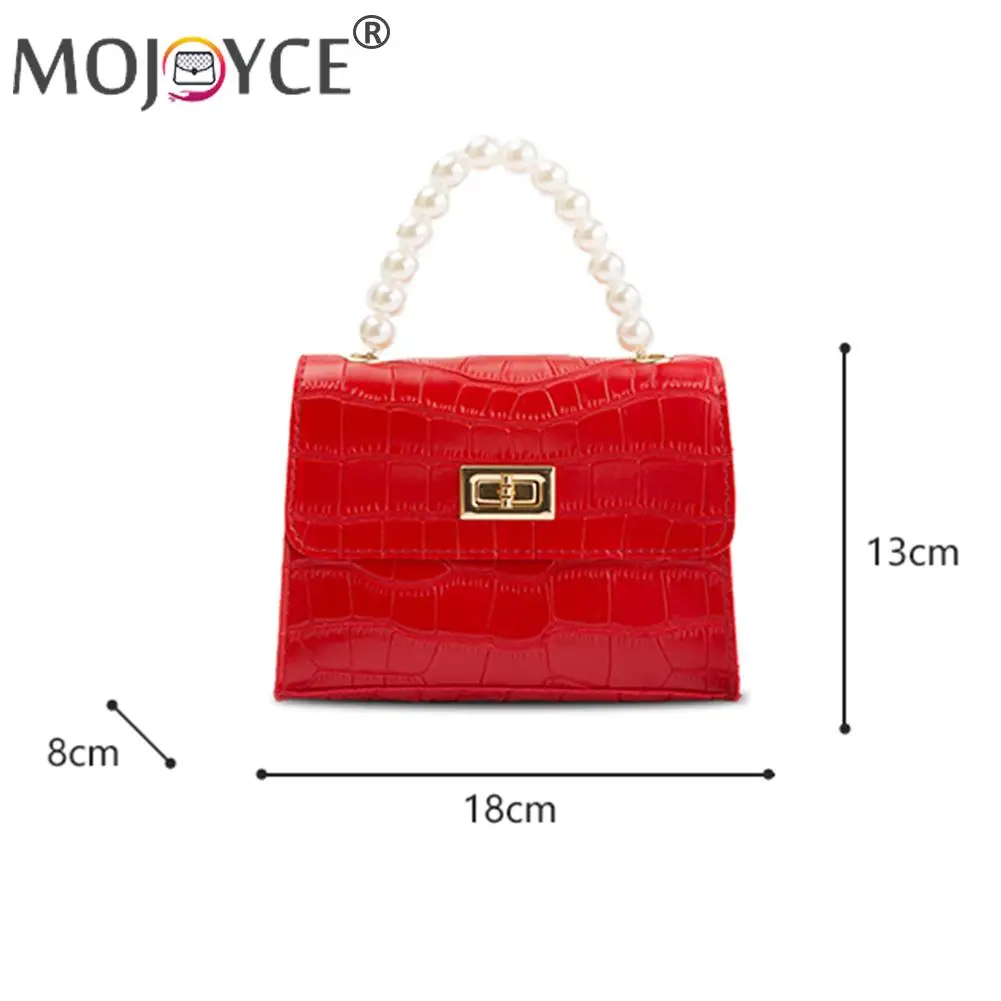 

Women Causal Travel Alligator Pattern Chain Messenger Handbags Fashion Mini PU Leather Shoulder Crossbody Bag with Pearl Handle