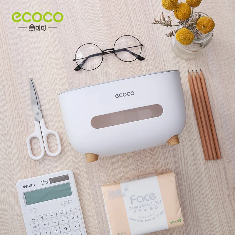 ECOCO-soporte de servilletas para el hogar, caja de pa&ntilde;uelos de almacenamiento con Control remoto multifunci&oacute;n, creativa y encantadora, para sala de estar y comedor-2