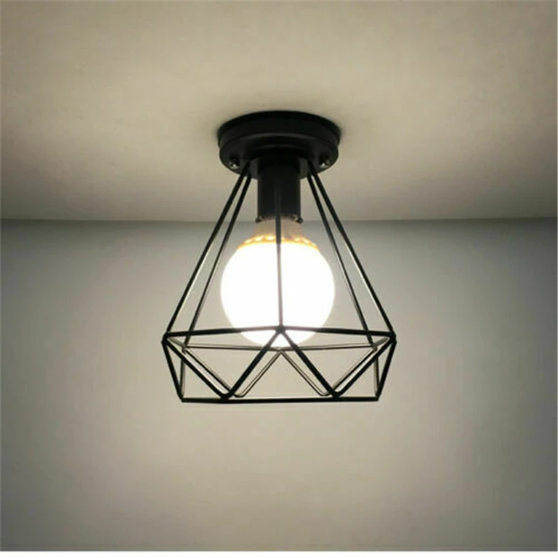 Винтажный подвесной светильник в металлической клетке люстра стиле индастриал