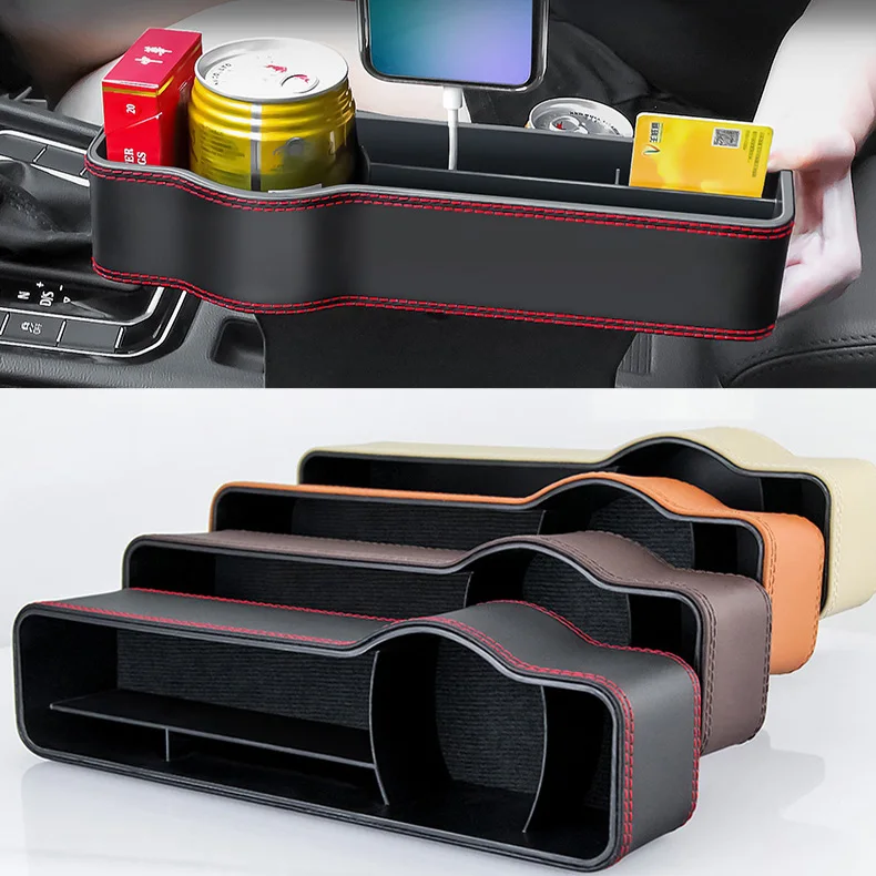 

Leather 4 Colors Car Seat Gap Fillers Space storage bag box Seat Pocket Catcher Auto Car Seat Gap Storage Bag