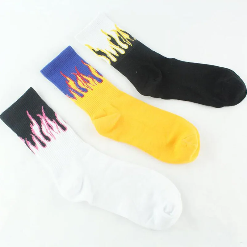 Красные желтые носки с пламенем реалистичные Жаккардовые Носки рисунком пламени