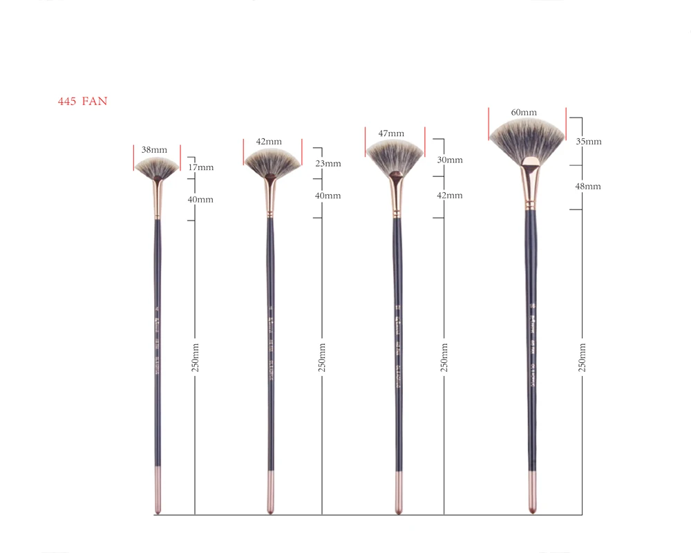 Acrylic Oil Painting Brushes Badger Hair Copper Colored Brass Ferrule 245mm Long Wooden Rod 445fan