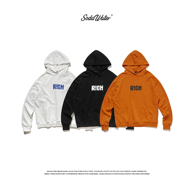 Sodaводяные мужские модные толстовки с принтом уличная 2019 осенние Harajuku хлопковые