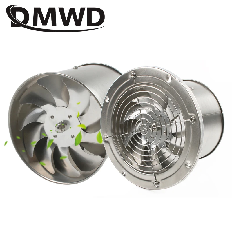 6 Inch Stainless Steel Pipe Exhaust Fan Booster 6'' Toilet Kitchen Hanging Wall Window Duct Fan Air Ventilator Extractor Blower