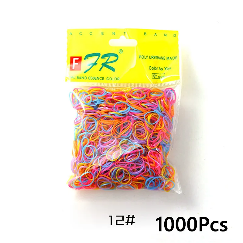 1000pcs 12 200/1000 шт милые цветные кольца для девочек, Одноразовые эластичные резинки для волос, резинка для хвоста, резинки для волос, Детские аксессуары для волос - Цвет: 1000pcs 12