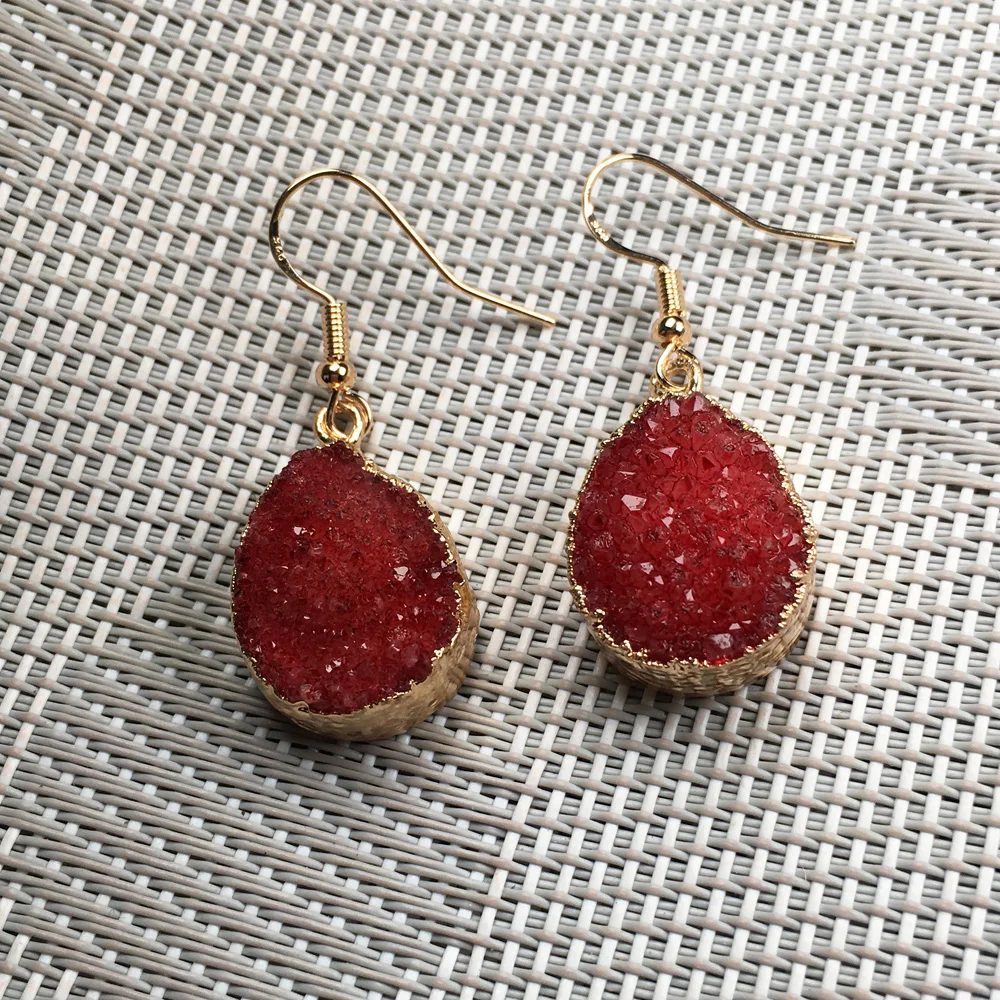 Модные серьги-капли из натурального камня Изящные Ювелирные изделия красного