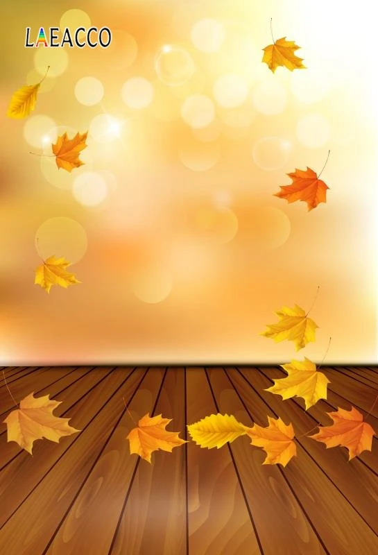 

Laeacco Autumn Leaves Wooden Floor Photography Backgrounds Seamless Banner Scene Photographic Backdrops For Photo Studio