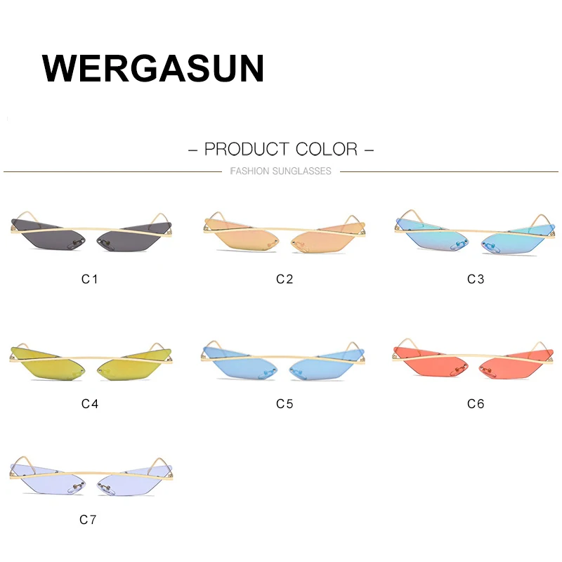 

WERGASUN Retro Cat Eye Sunglasses Women Brand Designer Vintage Sun glasses Women Eyewear Oculos De Sol Feminino