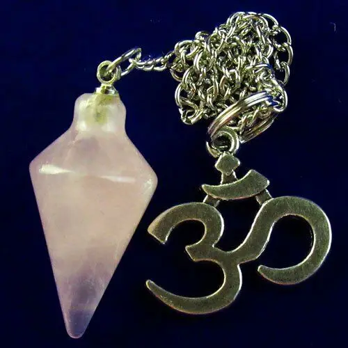 

Natural Rose Quartz Pendulum Tibetan Silver Yoga Symbol Pendant For Women Jewelry 35x15mm/22x20x2mm