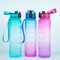 32oz sports bottle with time marker 1000ml frosted water bottle with flip top lid gradient color outdoor space cup whsto