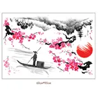 1 * Наклейка на стену в китайском стиле, Сакура, японская розовая вишня, декор для дерева, наклейка на стену, декор 60*90 см