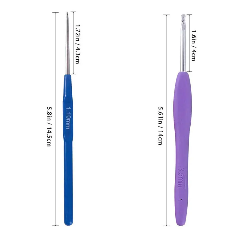 Набор крючков для вязания 17 шт. спицы пряжа с синим чехлом ножницы линейка наборы