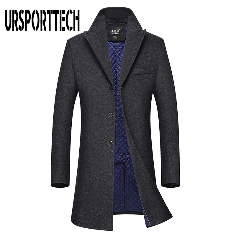 

High Quality Winter New Mens Wool Blend Coat High Quality Men's Fashion Business Casual Wool Overcoat Long Section Wool Coat Men