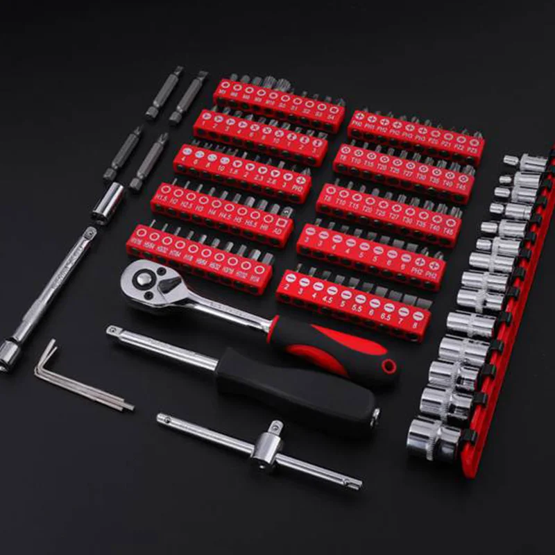 

Promotion! 126-Piece 1/4 Auto Repair Tool Set Multi-Functional Batch Head Screwdriver Head Set and Socket Ratchet Wrench Combina