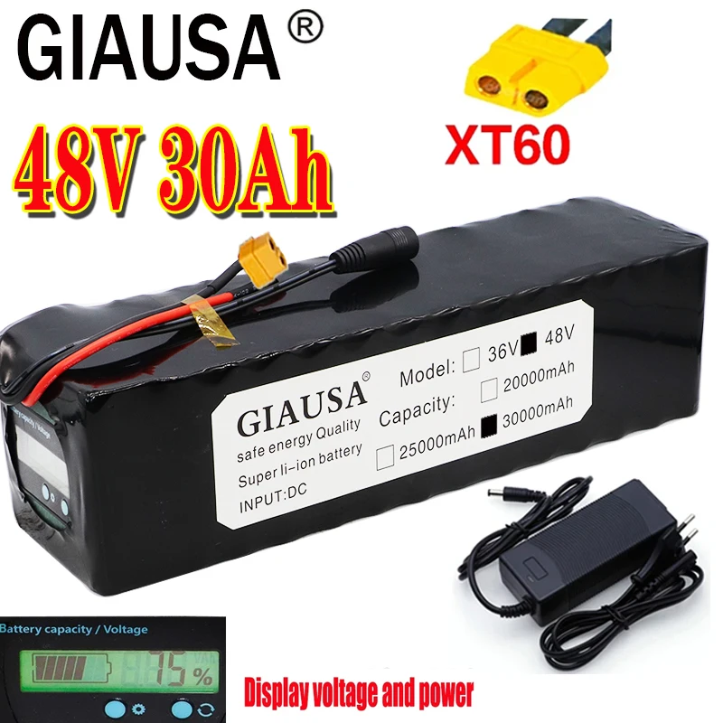 48v литий ионный аккумулятор 30Ah 1000w 13S4P аккумуляторная батарея для зарядки Ноута и