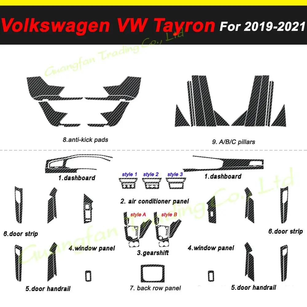 Наклейки 3D/5D из углеродного волокна для Volkswagen VW Tayron 2019-2021