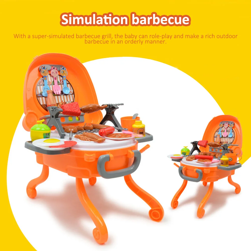 

Kitchen Play Set for Kids Toddlers Kitchen Pretend Play BBQ Grill Food Set Preschool Educational Toys Role Playing House Toys