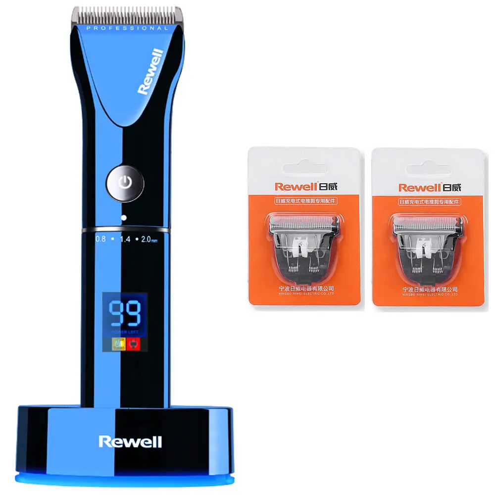 Blue Add 2pcs Blade Профессиональная электрическая машинка для стрижки волос Титан F17 перезаряжаемый триммер для волос для мужчин бритва для бороды машинка для стрижки волос светодиодный дисплей - Цвет: Blue Add 2pcs Blade