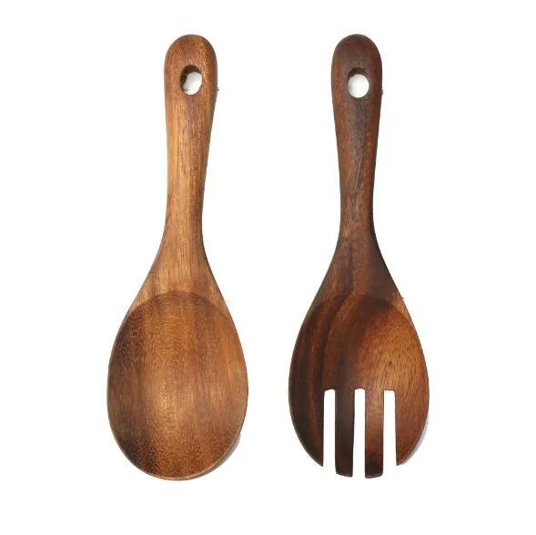 2 шт. ладоней для салата (ложка вилка) дерево акации подходит антипригарной