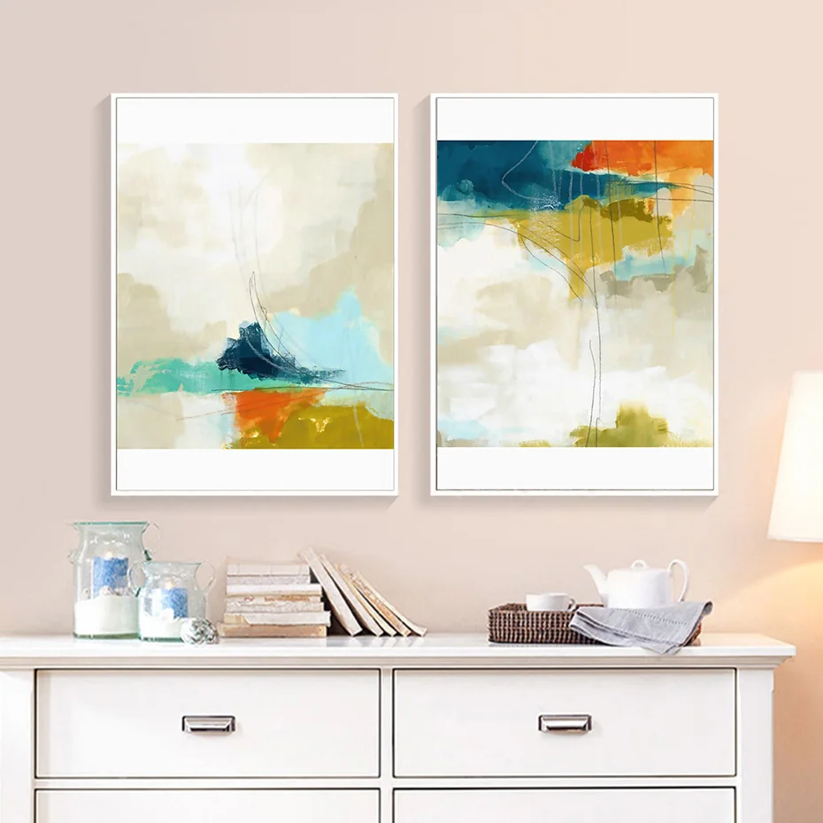 Абстрактная Картина на холсте с изображением неба много цветов облака плакат