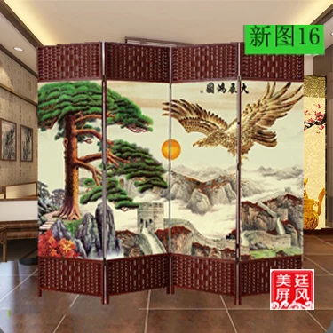 Складной и складной экран для гостиной Простая Офисная ткань из массива дерева с