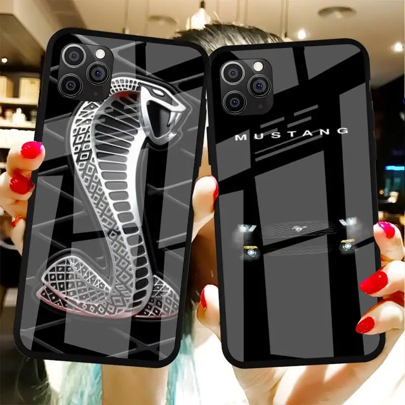 

Performance Car Logo Mustang Phone Case Tempered Glass For Iphone6plus 6S 7 7plus 8 X XS XSmax XR 11 12 Pro Max 12mini