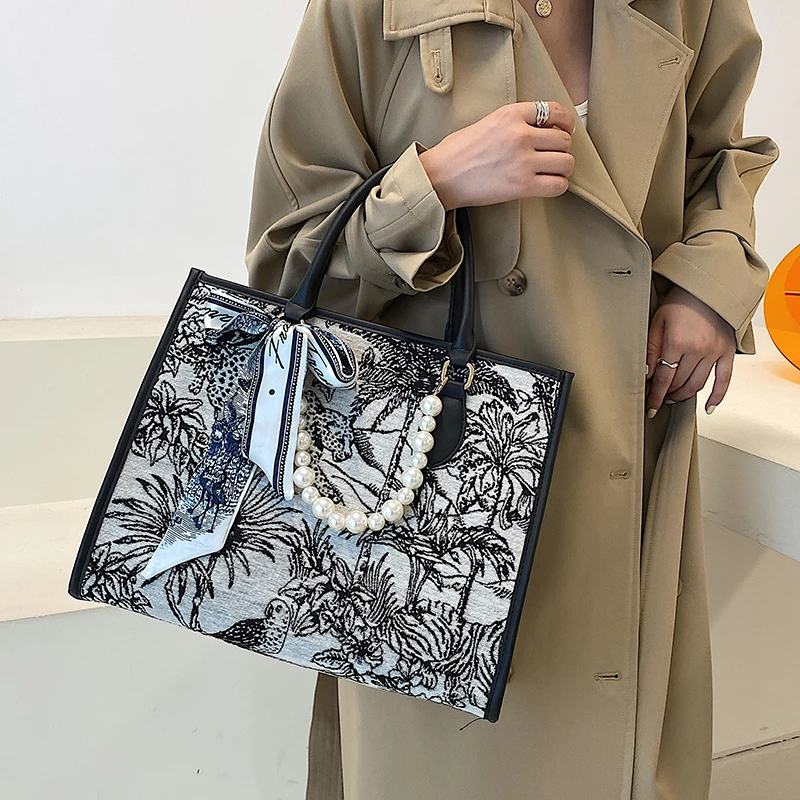 

Роскошные женские вместительные сумки-тоуты, дизайнерская холщовая дамская сумочка на плечо, мессенджер через плечо для женщин